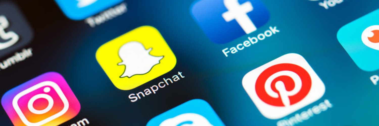 social media icons on a mobile device screen